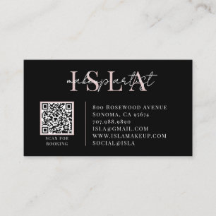 QR-Code Visagist Pink Schwarz Visitenkarte