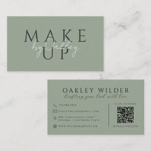 QR-Code Visagist Sage Green Visitenkarte