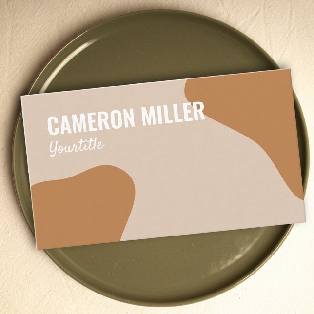 QR Code Visitenkarte, Beige staubige Goldminimalis Visitenkarte (QR code business card, earthy tones business card )