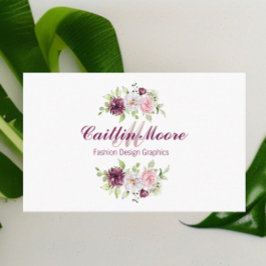 QR-Code-Visitenkarte für Floral Name und Monogramm Visitenkarte