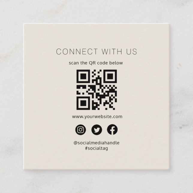 QR-Code-Visitenkarte für soziale Medien Quadratische Visitenkarte (Vorderseite)