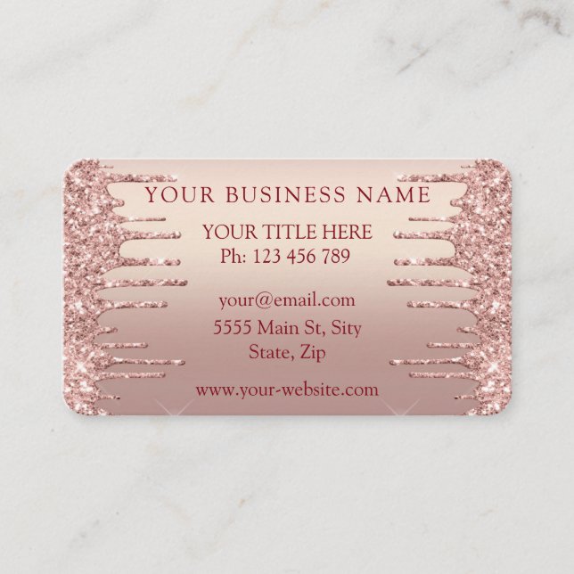 QR-Code Visitenkarte mit Rose Gold Blush Glitter (Vorderseite)