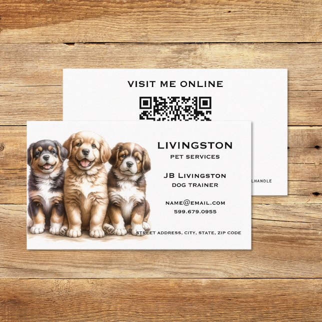 QR Code-Visitenkarten für Dog Visitenkarte (Dog QR Code Business Cards (front and back))