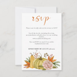 QR-Code von Autumn Pumpkin Floral Wedding RSVP Karte