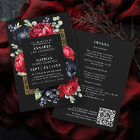QR-Code von Moody Red and Black Elegant Floral Wed