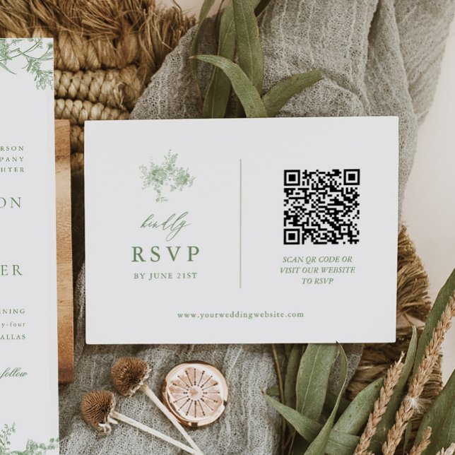 QR-Code von Sage Green Toile Floral Wedding RSVP Karte (Von Creator hochgeladen)