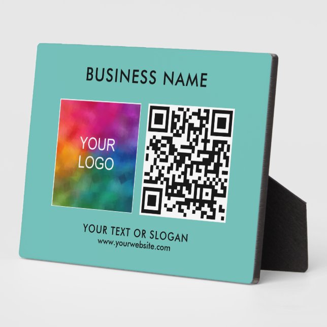 QR-Code-Vorlage Aquamarin blau grün Fotoplatte (Seite)