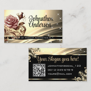 QR-Code-Vorlage Deluxe Golden Rose Luxury Chic Visitenkarte