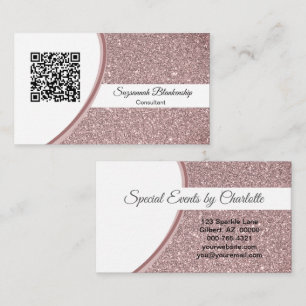 QR-Code-Vorlage für beruflich rosa Glitzer Visitenkarte