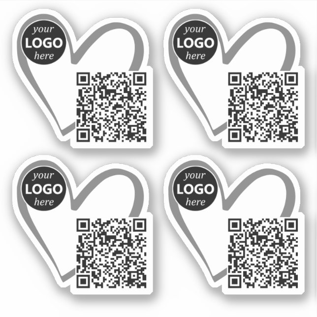 QR-Code-Vorlage für das einfache moderne Herz Aufkleber (Vorderseite)