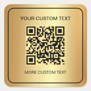 QR-Code-Vorlage für Schwarz-Gold-Scan Ihr benutzer Quadratischer Aufkleber