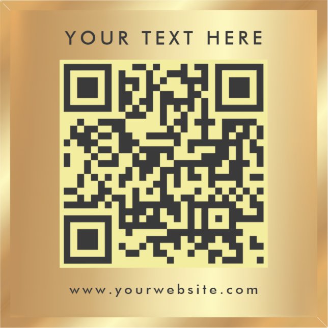 QR-Code-Vorlage Glamour Gold Aufkleber (Vorderseite)