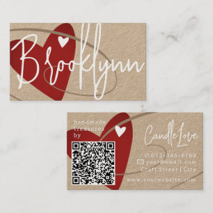 QR-Code-Vorlage mit roten Liebe-Herzkrebsen Visitenkarte