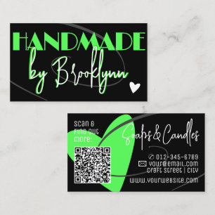 QR-Code Vorlage Stylish Green Handmade Herz Visitenkarte
