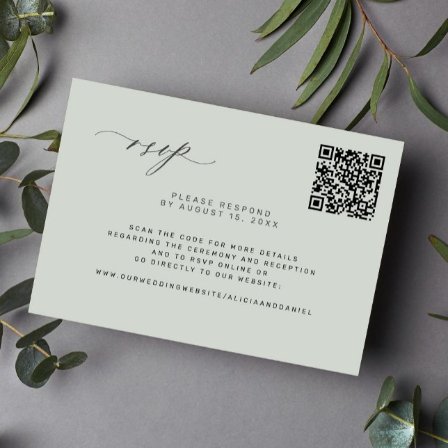QR-Code Wald Salbei Grüne Hochzeit RSVP-Karte RSVP Karte (Von Creator hochgeladen)