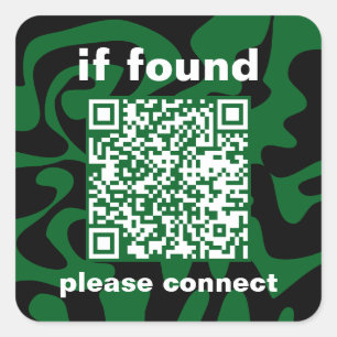 QR-Code Waldgrün Groovy Fundbüro Quadratischer Aufkleber