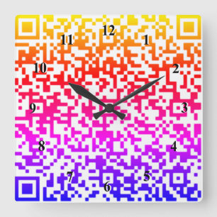 QR-Code-Wandsperre - Regenbogenfarben Quadratische Wanduhr