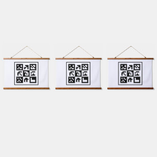 qr Code Wandteppich Mit Holzrahmen