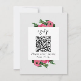 QR-Code Wasserfarbe Anemone Wedding RSVP Karte