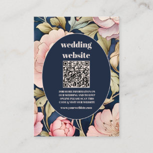 QR-Code Watercolor Rosa Pfingstrose Art Nouveau Ho Begleitkarte