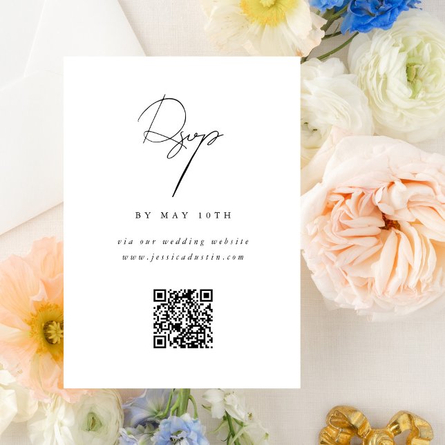 QR-Code-Website Elegantes Minimalistisches Skript  RSVP Karte (Von Creator hochgeladen)