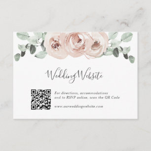 QR-Code-Website Floral Greenery Dusty Rose Wedding Begleitkarte