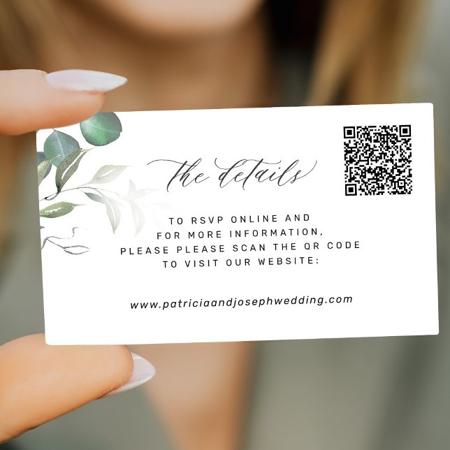QR CODE Website für elegante Eukalyptus Hochzeit Begleitkarte (Von Creator hochgeladen)