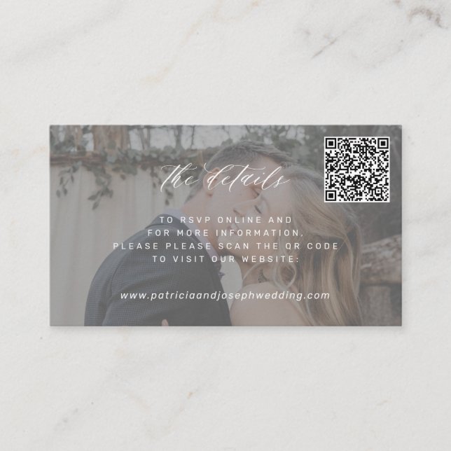 QR-CODE-Website für Hochzeiten - Mindestangaben zu Begleitkarte (Vorderseite)