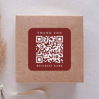 QR Code Website Link Danke Business Red Quadratischer Aufkleber