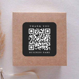 QR Code Website Link Vielen Dank Business Black Quadratischer Aufkleber