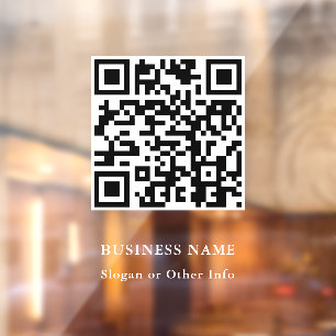 QR Code Website Link White Script Business Fensteraufkleber