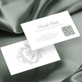QR-Code-Website-Monogramm Salbeigrün Hochzeit Begleitkarte