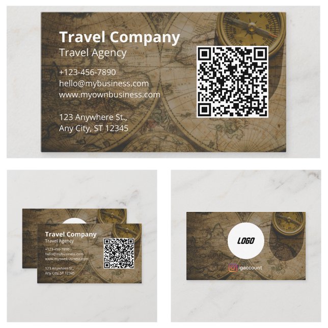 QR-Code-Website Reiseagentur Visitenkarte (QR Code Website Travel Agency Business Cards)