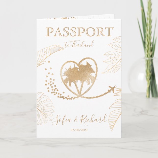 QR Code Wedding Destination Passport Weltkarte Einladung (Vorderseite)