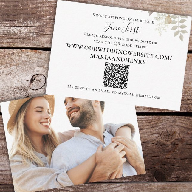 QR Code Wedding Elegant Burgundy Response Begleitkarte (Von Creator hochgeladen)