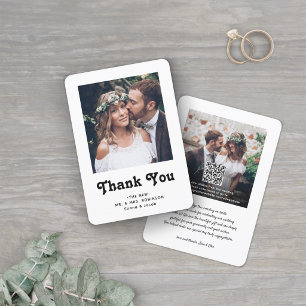 QR Code Wedding Foto Website Einfaches Retro Dankeskarte