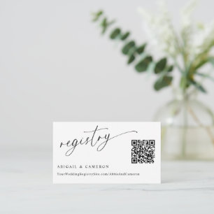 QR Code Wedding Registry Delicate Calligraphy Begleitkarte
