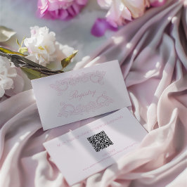 QR Code Wedding Registry Rosa Elegant Vintag Enc Begleitkarte