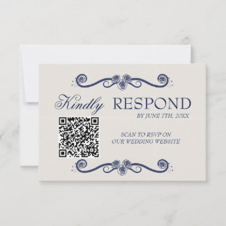 QR Code Wedding RSVP Card | Elegant Boho Old Money Karte