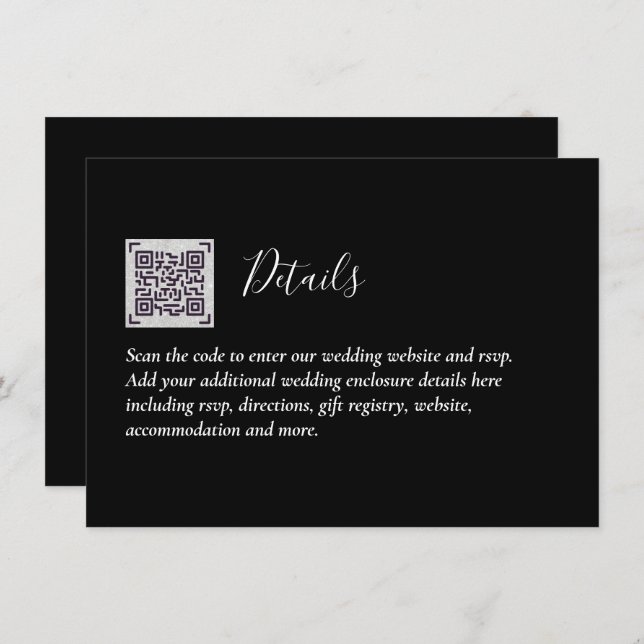 QR Code Wedding RSVP Details Geschenke Hotelwebsit Begleitkarte (Vorne/Hinten)