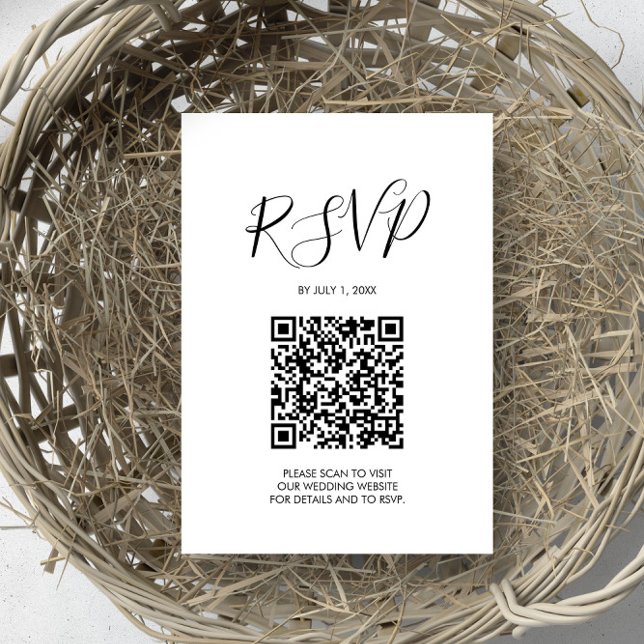 QR Code Wedding RSVP Enclosure Card (sustainable wedding ideas rsvp card QR code )