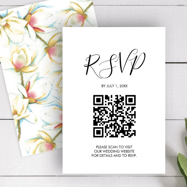 QR Code Wedding RSVP Floral Enclosure Card (QR code Wedding RSVP Floral Enclosure Card )