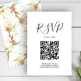 QR Code Wedding RSVP Floral Enclosure Card Karte