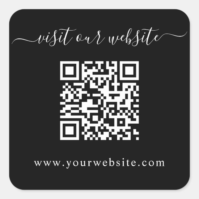 QR Code Wedding Website Black Quadratischer Aufkleber (Vorderseite)