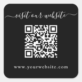 QR Code Wedding Website Black Quadratischer Aufkleber