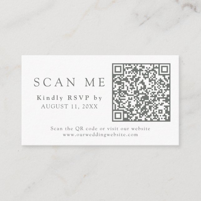 QR Code & Wedding Website Eukalyptus Wedding RSVP Begleitkarte (Vorderseite)