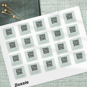 QR Code Wedding Website Namen Mint Quadratischer Aufkleber