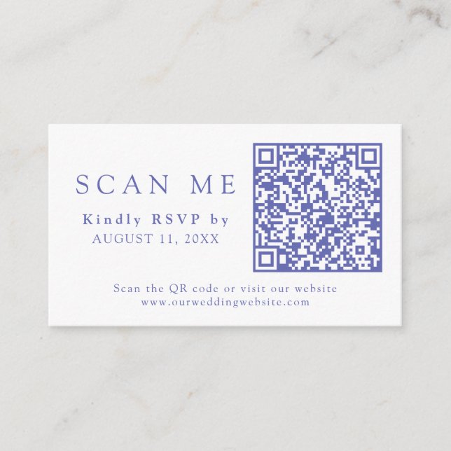 QR Code & Wedding Website Periwinkle Wedding RSVP Begleitkarte (Vorderseite)