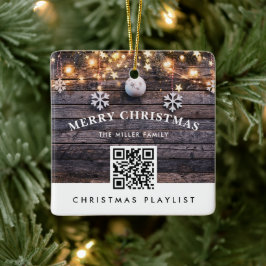 QR Code Weihnachtsmusik Playlist Moderne Rustikal Keramikornament