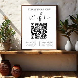 QR Code Weiß Bitte genießen Sie unsere WiFi Poster